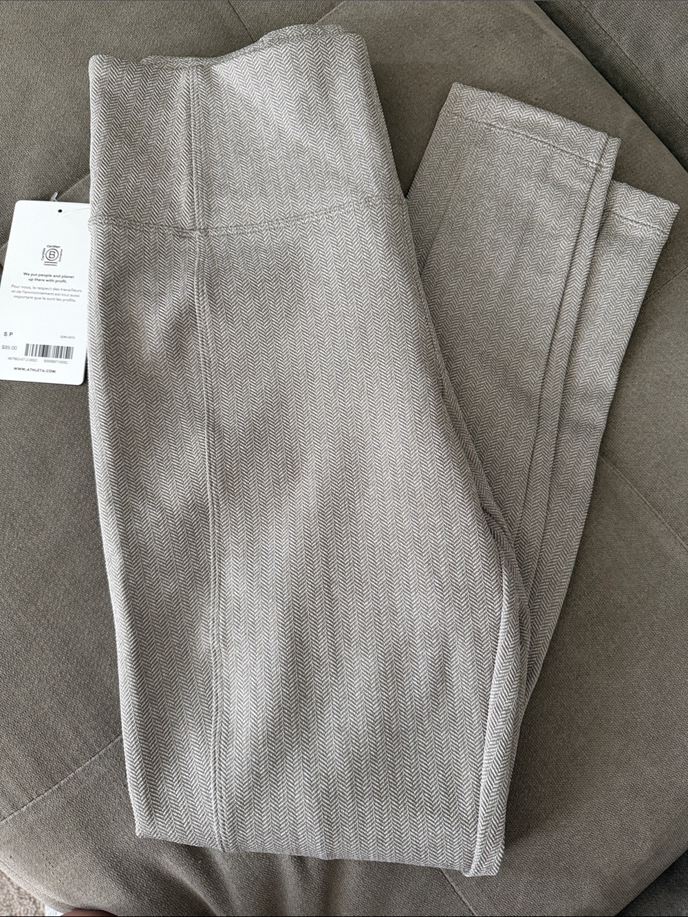 Athleta Light Taupe Herringbone Delancey Tight